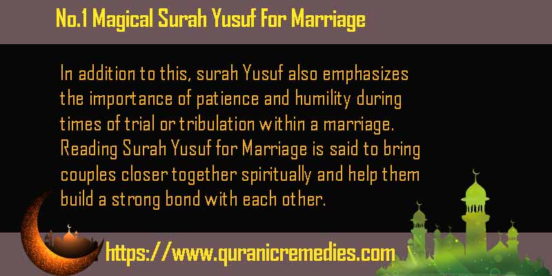 No.1 Magical Surah Yusuf For Marriage