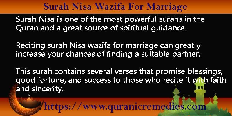 Surah Nisa Wazifa For Marriage